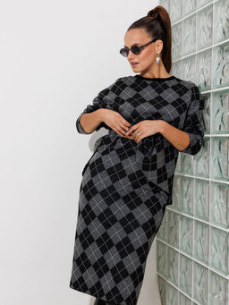 Костюм Galean Style 990 чёрный с серым ромбы  фото 7