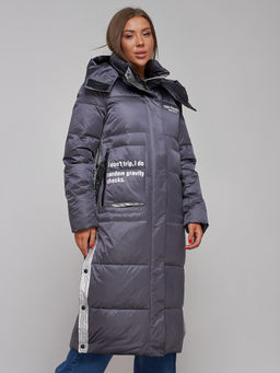 Пальто утепленное молодежное зимнее женское темно-фиолетового цвета 5873TF - Mtforce фото 9