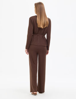 Kahverengi Loose Fit Triko Pantolon