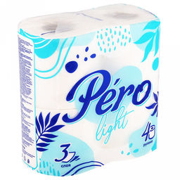 Туалетная бумага 3-х слойная Pero Light, 4 рулона в упаковке, отрывной лист 14х10см, белый с цветным тиснением (Россия) - Домашняя мода фото 2