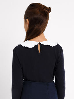 Темно-синий джемпер для девочек с белым воротничком - Mark formelle фото 3