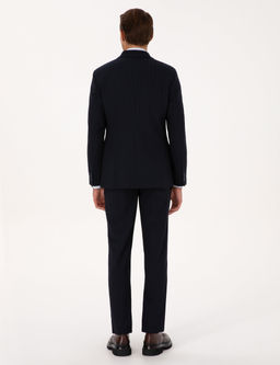 Lacivert Extra Slim Fit _izgili Kruvaze Tak_m Elbise
