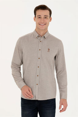 U. S. Polo Assn / Мужская рубашка с длинным рукавом кокосового цвета - U.s. polo assn фото 3