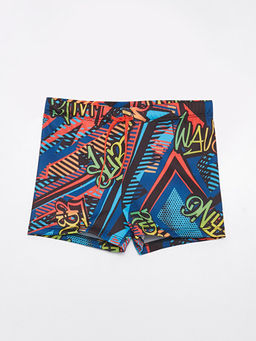 Beli Lastikli Bask?l? Erkek ?ocuk Boxer Mayo