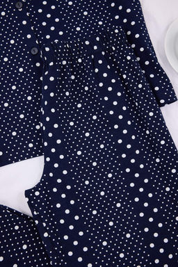 Lacivert Pamuklu Likral? Puantiyeli Orme Pijama Tak?m? THMSS26PT00022 - Trendyolmilla фото 6