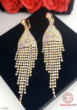 Серьги вечерние длинные висячие блестящие со стразами - Bruno фото 7