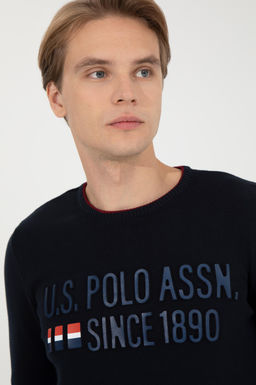 U. S. Polo Assn Мужской темно-синий трикотажный свитер с круглым вырезом - U.s. polo assn фото 16