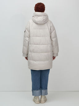 Куртка зимняя женская с капюшоном модная бежевого цвета 7341B - Visdeer фото 5