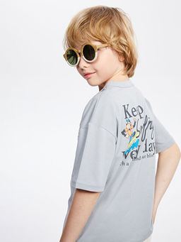 Bisiklet Yaka Nostaljik Maymun Bask?l? Erkek ?ocuk Ti??rt