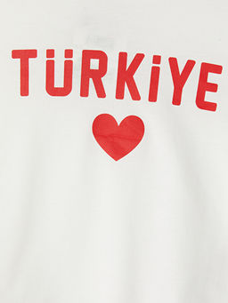 Bisiklet Yaka Bask?l? K?z ?ocuk Ti??rt