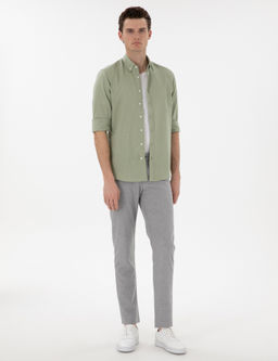 _a_la Slim Fit Keten G_r_n_ml_ G_mlek - Pierre cardin фото 4