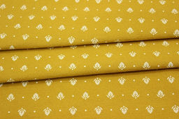 Теплый хлопок Набойка - листочки цв.горчичный, ш.1.48м, хлопок-100%, 160гр/м.кв - Купава фото 4