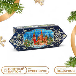Цена за 10 шт. Подарочная коробка новогодняя Конфета малая Кремль 20?10?6 см