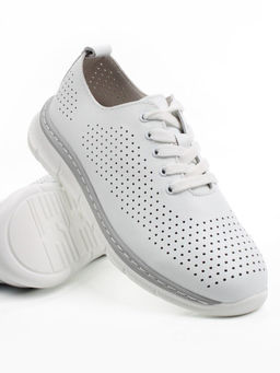 03-YE547-1 WHITE Полуботинки летние спортивные женские (натуральная кожа)