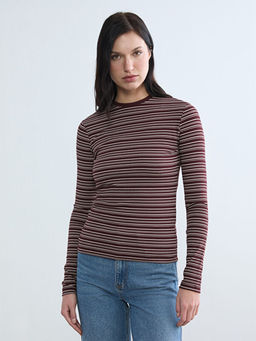 Bisiklet Yaka ?izgili Kad?n Body