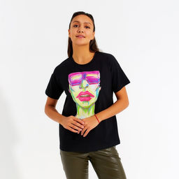 Футболка женская MINAKU Girl, чёрная, размер 44