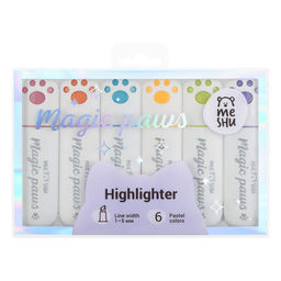 Набор текстмаркеров MESHU "Cute Paws" 6шт., 1-5мм., пастельные цвета (MS_65931) в ПВХ боксе