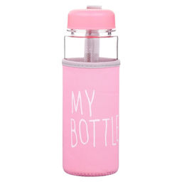 Бутылка для воды My bottle, 500 мл, 19.5×6 см, чехол в комплекте, розовая