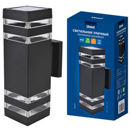 UUL-S24A 2x60W/E27 IP65 BLACK Светильник уличный, под две лампы Е27. Архитектурный накладной. Корпус черный. TM Uniel
