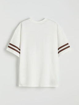 Bisiklet Yaka Bask?l? K?z ?ocuk Ti??rt