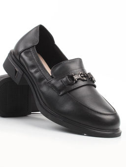 03-DEB104-1 BLACK Лоферы женские (натуральная кожа)