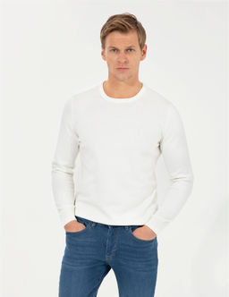 Ekru Slim Fit Bisiklet Yaka Basic Triko Kazak - Pierre cardin фото 3