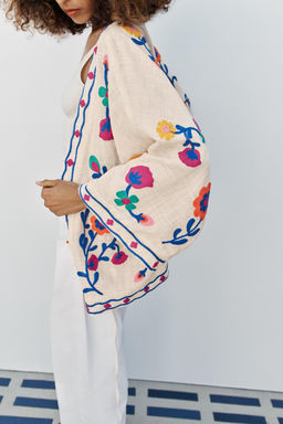 KIMONO BORDADOS FLORES / Crudo - Zara фото 3