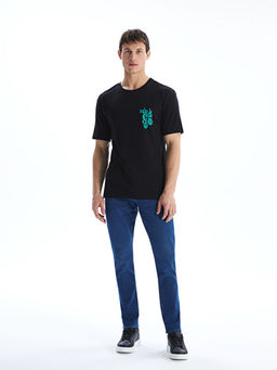 Bisiklet Yaka Bask?l? Erkek Ti??rt