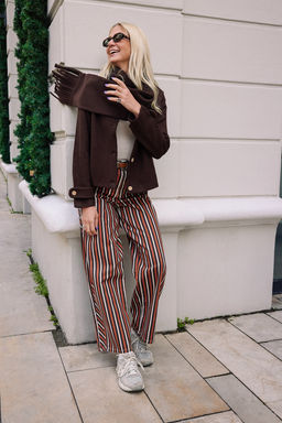 Kahverengi Oversize Kal?p C?kar?labilir Sal Detayl? Kase Ince Ceket Mont TWOAW26MO00117 - Trendyolmilla фото 10