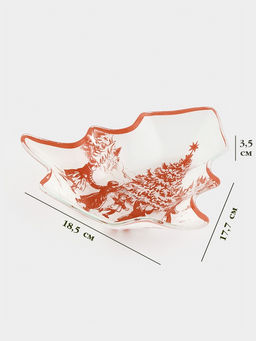 Блюдо сервировочное новогоднее Доляна Новогодние забавы, 17.7?18.5?3.5 см, стекло, белое, красное