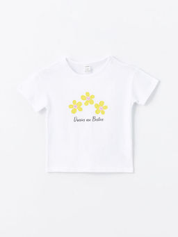 Bisiklet Yaka Bask?l? K?z Bebek Ti??rt