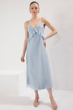 TRENDYOLMILLA Mavi Duz Kesim Kumas Ozellikli Maxi Dokuma Elbise TWOSS25EL00224 фото 2