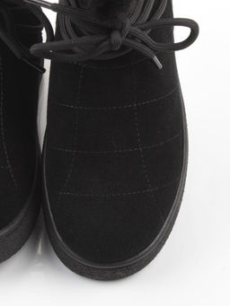 04-PAL271-1Z BLACK Ботинки зимние женские (натуральная замша, 100% шерсть, натуральный мех)