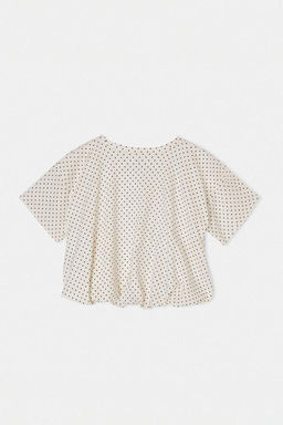 Ekru Puantiyeli Regular/Normal Kal_p B_zg_l_ Balon Crop Pamuklu Esnek _rme T-shirt TWOSS26TS00306 - Trendyolmilla фото 6