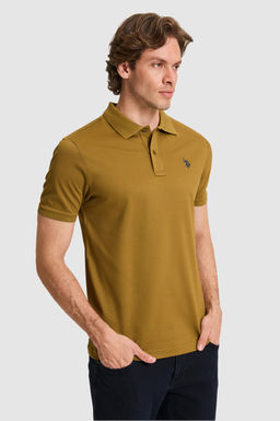 Erkek Ye_il Regular Fit Polo Yaka Basic Ti__rt