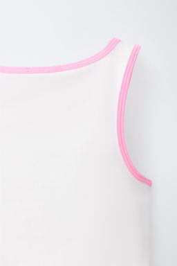 CAMISETA MANGA SISA ESTAMPADO / Rosa / Blanco