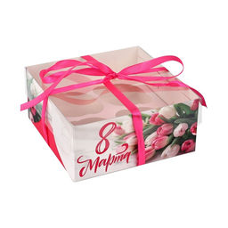 Цена за 5 шт. Коробка для капкейка 8 марта, 16?16?7.5 см