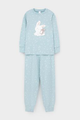 Crockid _ К 1621/голубой,цветочные снежинки пижама дет