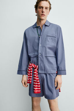 SET PIJAMA PANTAL?N CORTO AARON LEVINE X ZARA / Celeste