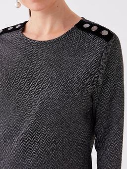 Bisiklet Yaka Desenli Uzun Kollu Kad?n Elbise