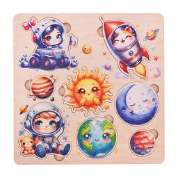 Пазл вкладыш деревянный Космос цветной