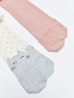 Desenli K?z Bebek K?lotlu ?orap 2li