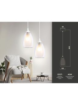 Светильник подвесной TR3534, 1хE27, 40Вт, d12 h80 см, белый