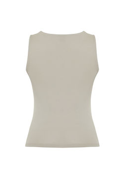 Trendyolmilla Ac?k Gri Buzgu/Drape Detayl? Bisiklet Yaka Orme Bluz TWOSS24BZ00466