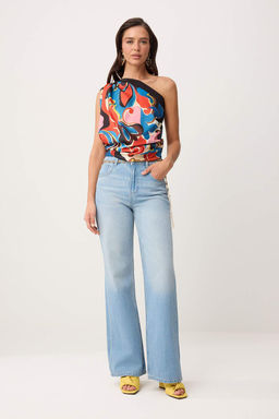 Mavi Kemerli %100 Pamuk Zincir Kemer Detayl? Yuksek Bel Wide Leg Jeans TWOSS26JE00233 - Trendyolmilla фото 3