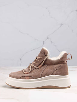 Ботинки 229.windybe. Серо-коричневая замша/Шерсть