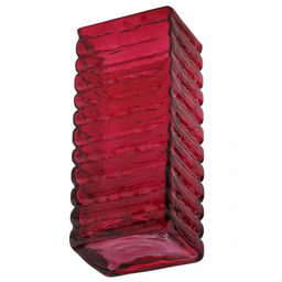 Ваза для цветов стеклянная "Графт-1" 1л, 10х8х22см, квадратная, текстурная, "Бордо", прозрачный (Россия)