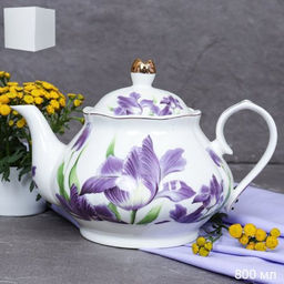 Чайник заварочный 800 мл / GF3-TP /уп 18/ костяной Ирисы