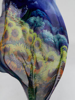 ШЕЛК ХЛОПОК ВИСКОЗА Большой, красивый двусторонний платок с рисунком в стиле арт-декои необычной текстурой ткани - Tantino фото 5