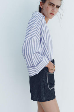 WIDE-SLEEVE LINEN BLEND SHIRT - Zara фото 27